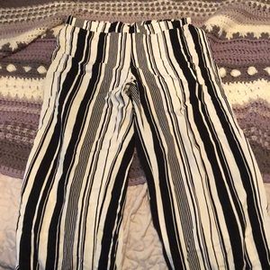 Black and white striped pants